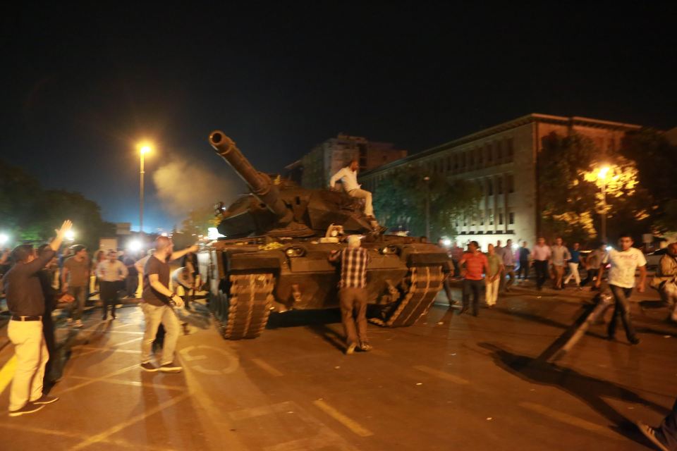  People climbed onto the military's tanks in an effort to stop the coup on Friday night