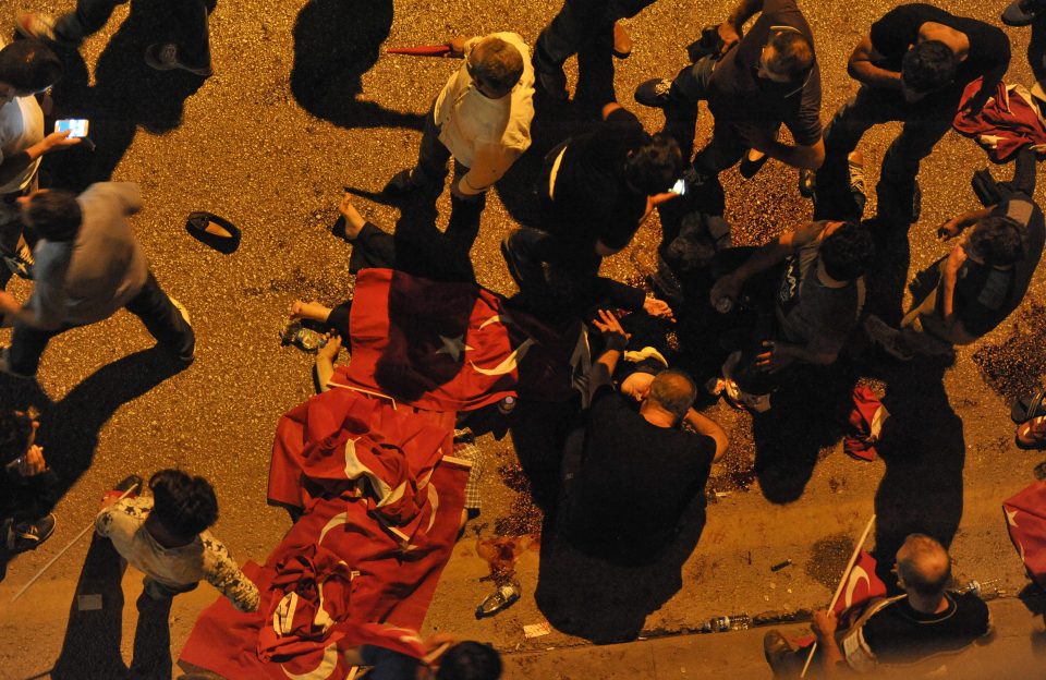  The Turkish flag is trampled with hundreds of people injured and killed in the clashes between military and government supporters