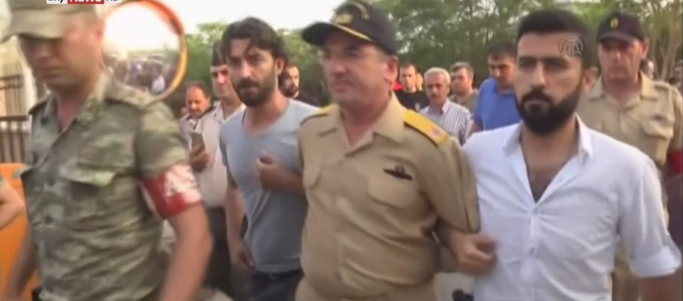  General Erdal Ozturk pictured being arrested after the failed military coup