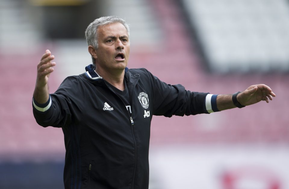  Jose Mourinho protests on the touchline as Manchester United face Wigan in a pre-season friendly