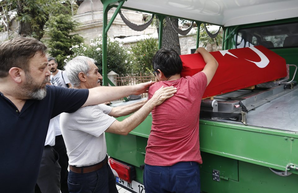  Funerals of the people who were killed in Friday's attempted coup in Turkey are taking place