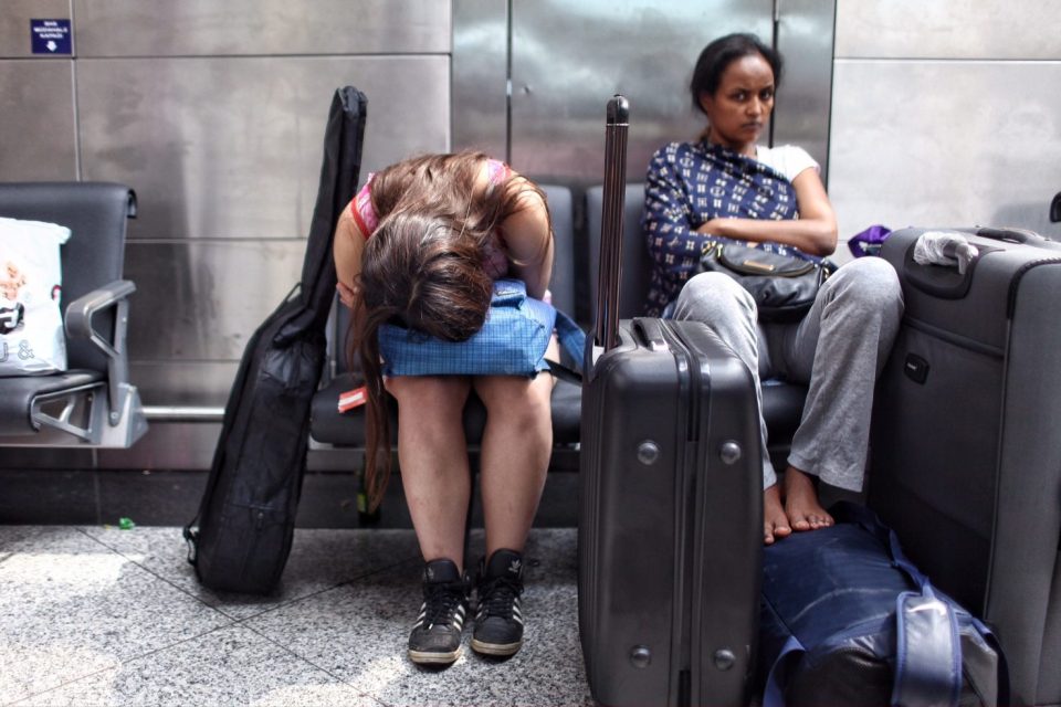  Some people were seen trying to sleep on benches or the floor as they waited for information in Istanbul