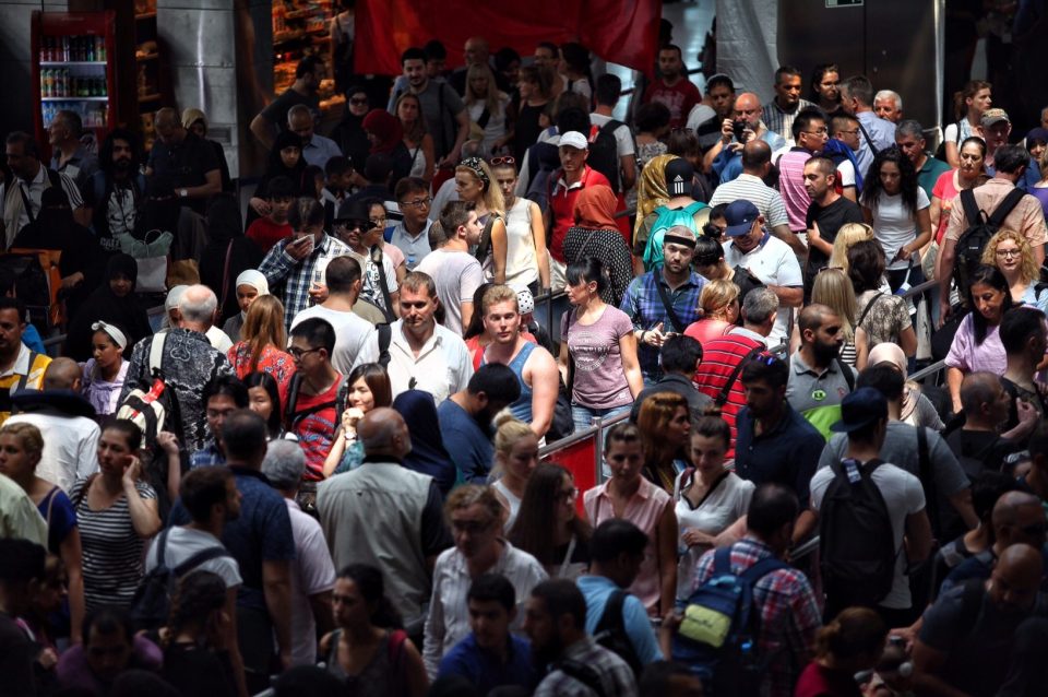  Masses of people were pictured queuing amid travel chaos in Turkey