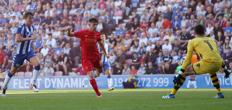  Ben Woodward fires Liverpool's second goal at Wigan