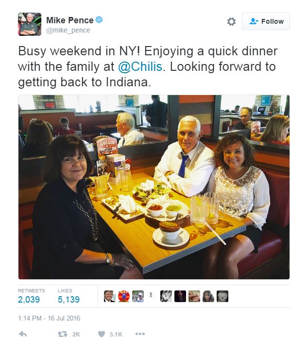  Mike Pence tweeted this candid family snap on Saturday