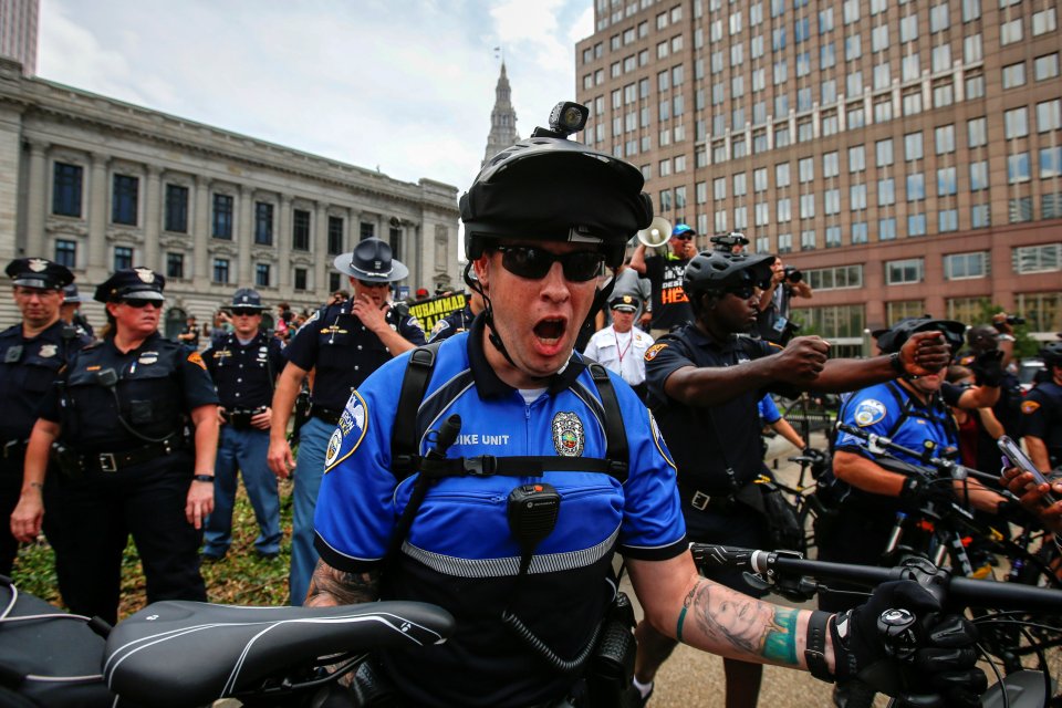  Protesters were out in force from many factions and cops were at the ready