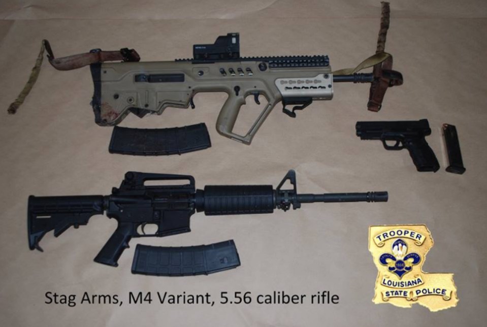  Louisiana Police released images of the two rifles Long carried during the attack he made on his 29th birthday