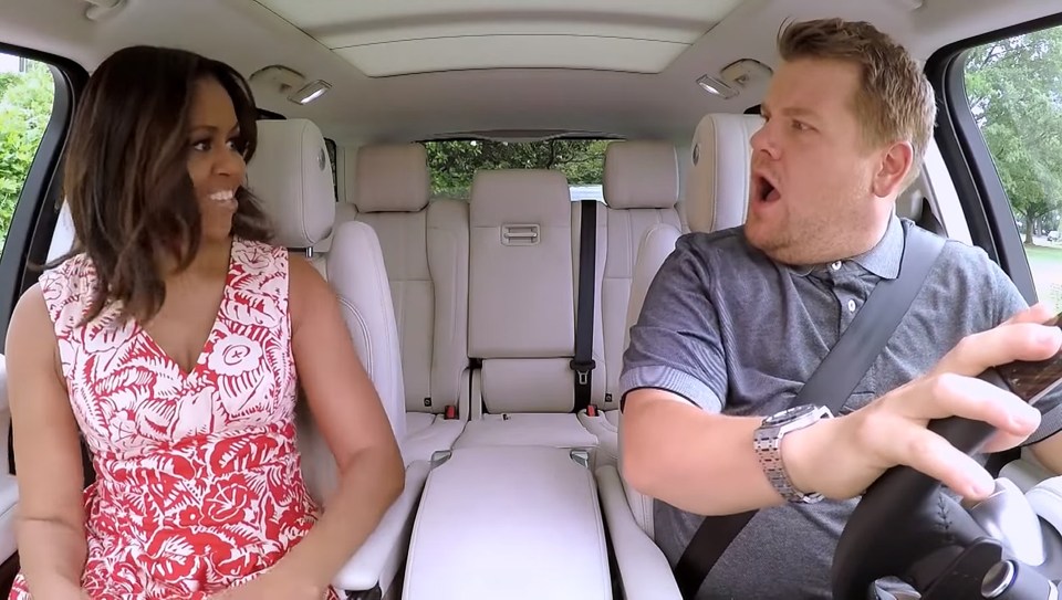  James Corden and Michelle Obama rock out in Carpool Karaoke