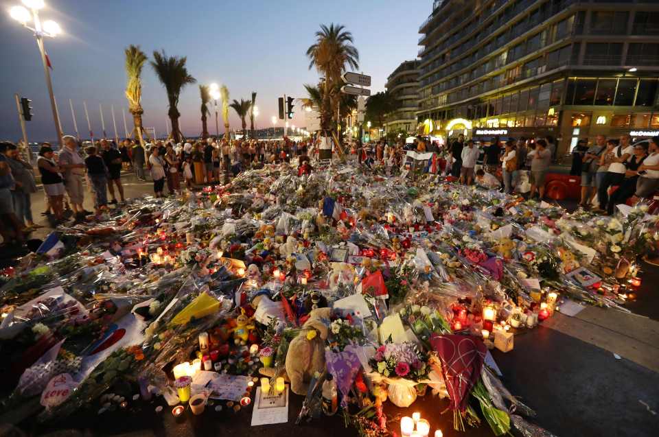  A memorial in Nice where a brainwashed extremist murdered 84 people in July