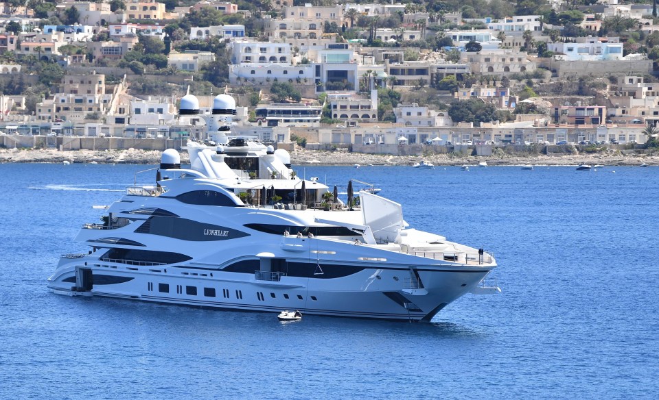  The Green family yacht, seen here in the Grand Harbour in Malta, is as long as a football pitch and cost £100m