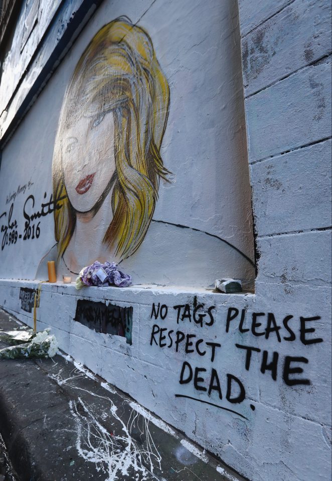  The piece reads: "Please respect the dead."