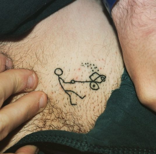  One man had a gardener drawn above his pubic hair