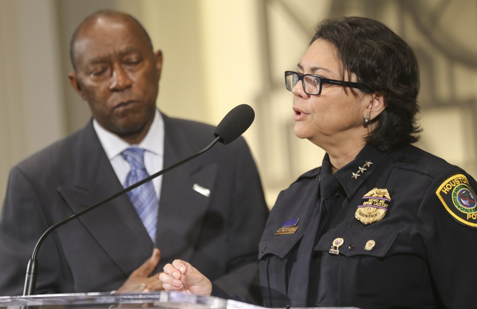 Acting Houston Police Chief Martha Montalvo spoke at the news conference, explaining that authorities wanted to counter the false reports on social media that Mr Braziel was unarmed