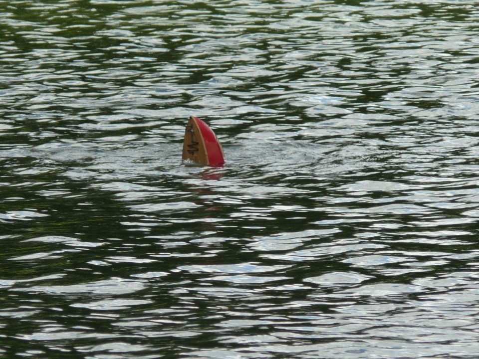  One of the boats was forced under the water, with it just managing to stay afloat