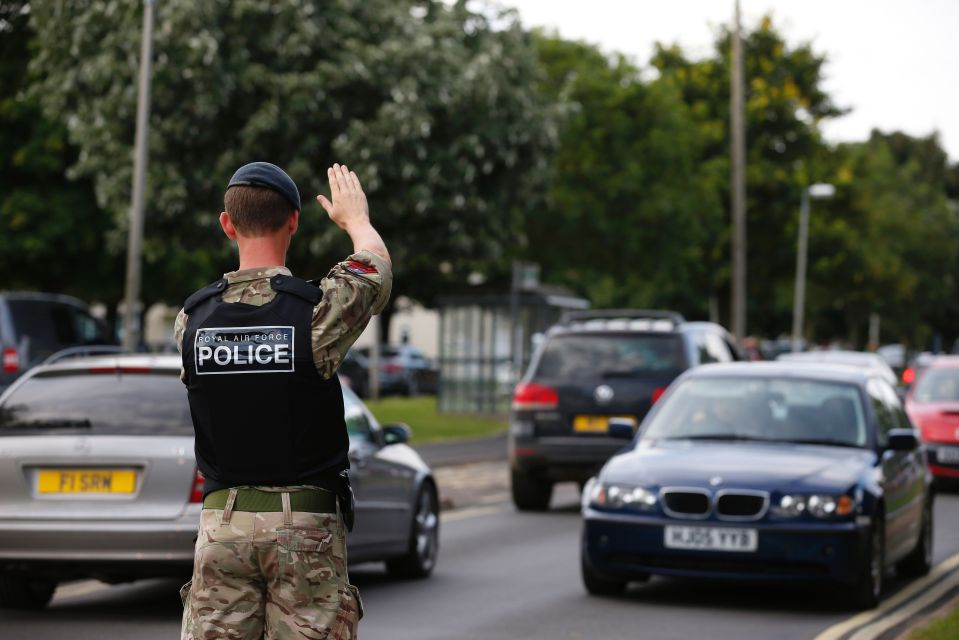 British Royal Airforce police control RAF Marham