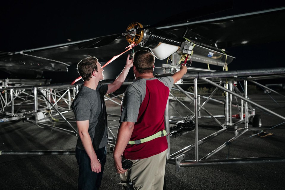  Delighted Facebook CEO Mark Zuckerberg was there to observe the momentous flight