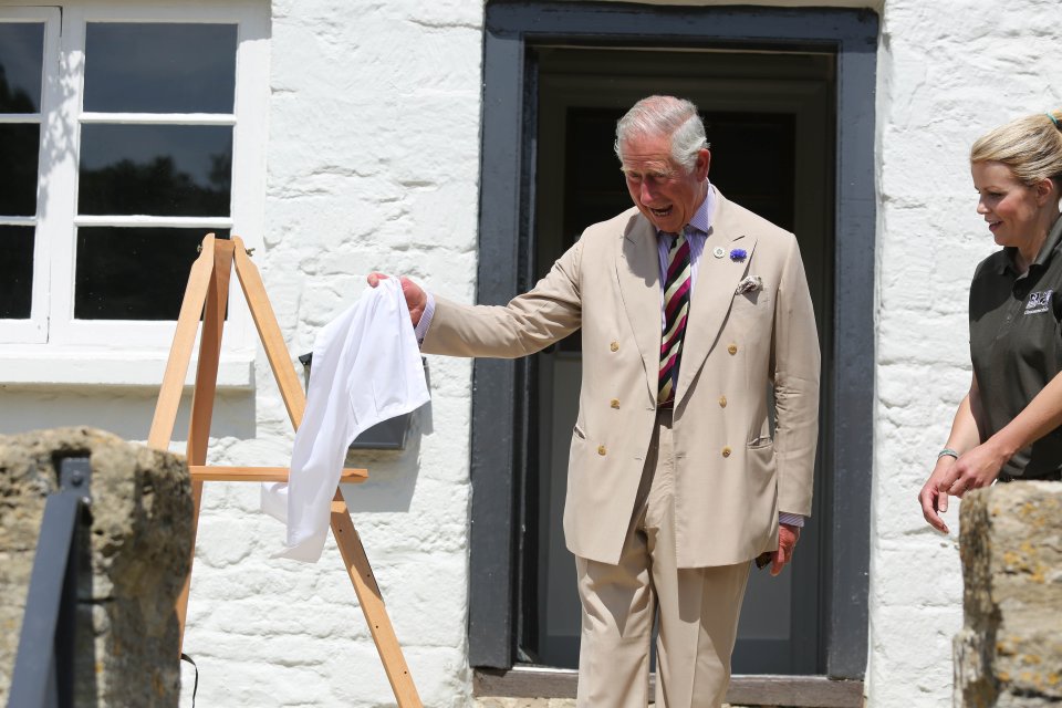  It's all a big joke to Charles as he starts laughing despite knocking the expensive plaque over