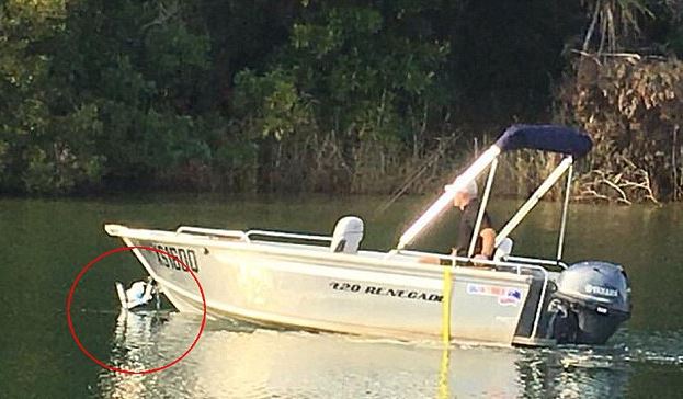  At first glance there doesn't seem to be anything wrong... but on closer inspection you can see his boat is still attached to his trailer