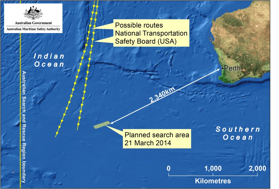  Australian authorities had previously received satellite imagery that showed two large objects in the Indian Ocean that may be debris from the missing Malaysian Airlines flight