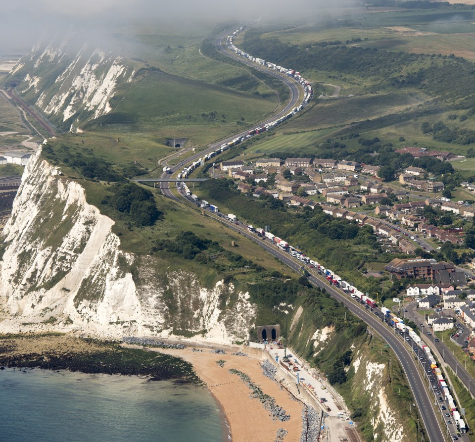  Dover the hills and far away . . . Thousands of drivers bound for the Port of Dover are stranded in a colossal queue as French Police tighten border security