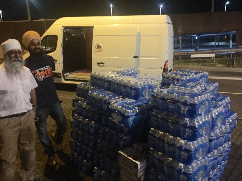  Hero of Dover . . . Aid worker Ravi Singh has been praised on Twitter for helping distribute much needed bottled water to drivers stranded on the road