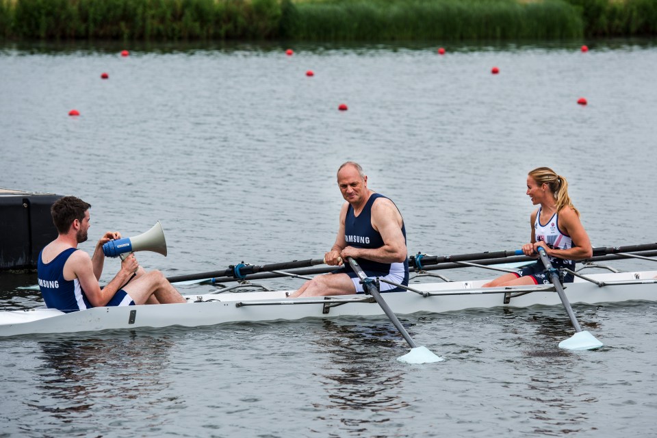  Shock and oar ... Jack barks orders at Olympians Sir Steve Redgrave and Helen Glover