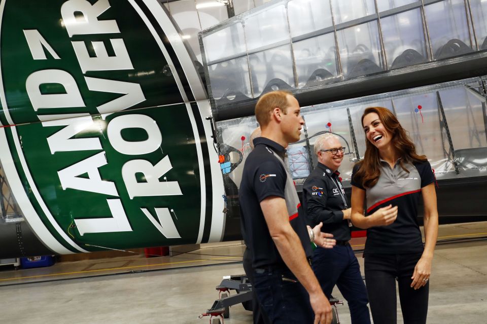 The Royal couple got a tour of the Land Rover BAR base