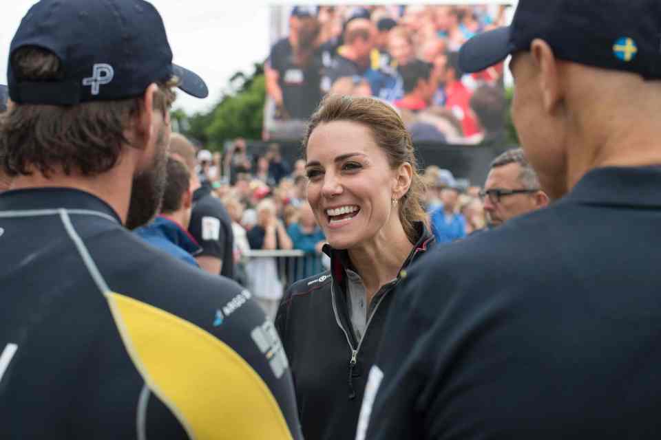 The Duchess of Cambridge met competitors as she visited the team exhibits in The Race Village