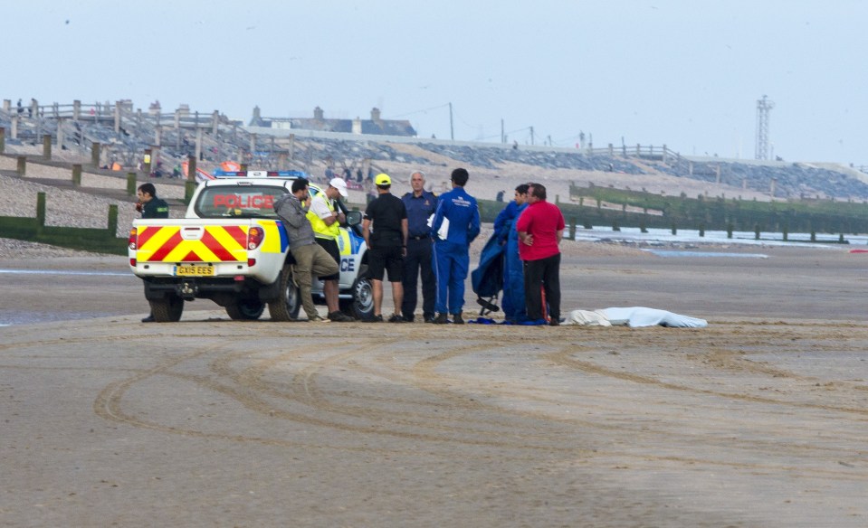  The helicopter picked someone else out of the water, and landed on the beach