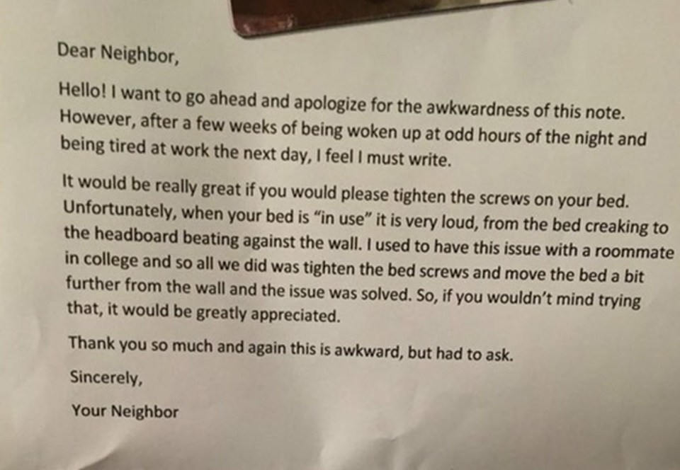  A copy of the note was posted to Reddit, where it's received hundreds of responses