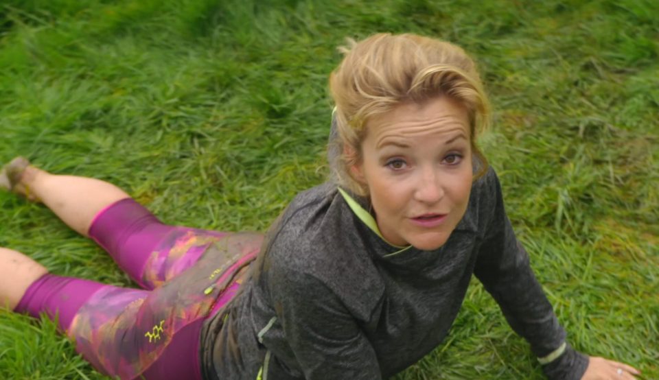  Floored ... Helen's left caked in mud after 'kinky' bout