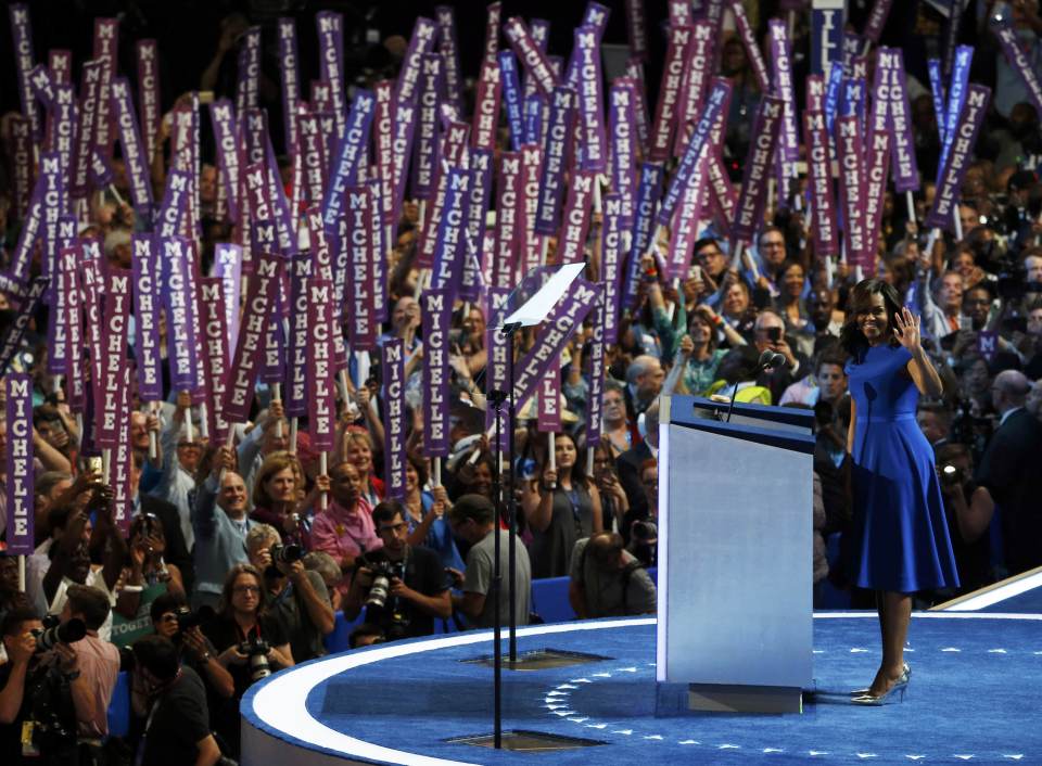  The crowd gave the First Lady a roaring welcome