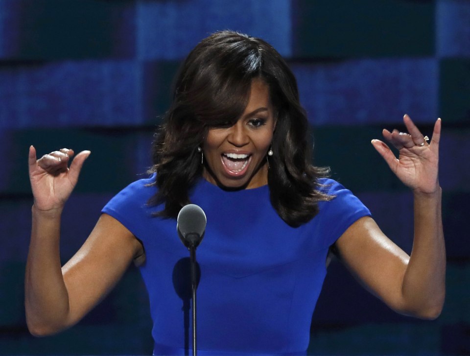  What glass ceiling? Michelle Obama says Clinton has inspired her daughters to believe there are no limits for a woman