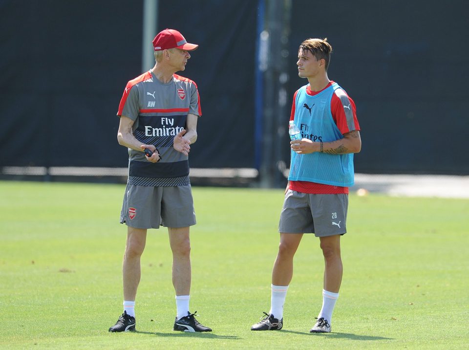  New fellow signing Granit Xhaka speaks with Arsene Wenger