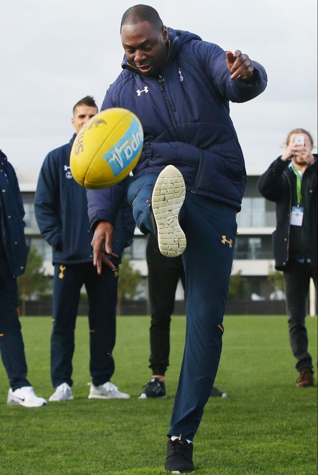  Ex-Spurs captain Ledley King's attempted kick leaves much to be desired