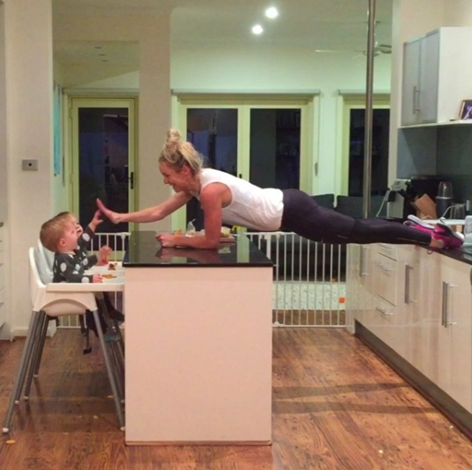  There are hundreds of ways you can incorporate your kids into a workout, and this mum has no excuses not to exercise