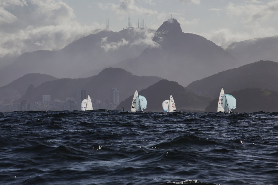  Olympic sailing teams training in Guanabara Bay in Rio de Janeiro