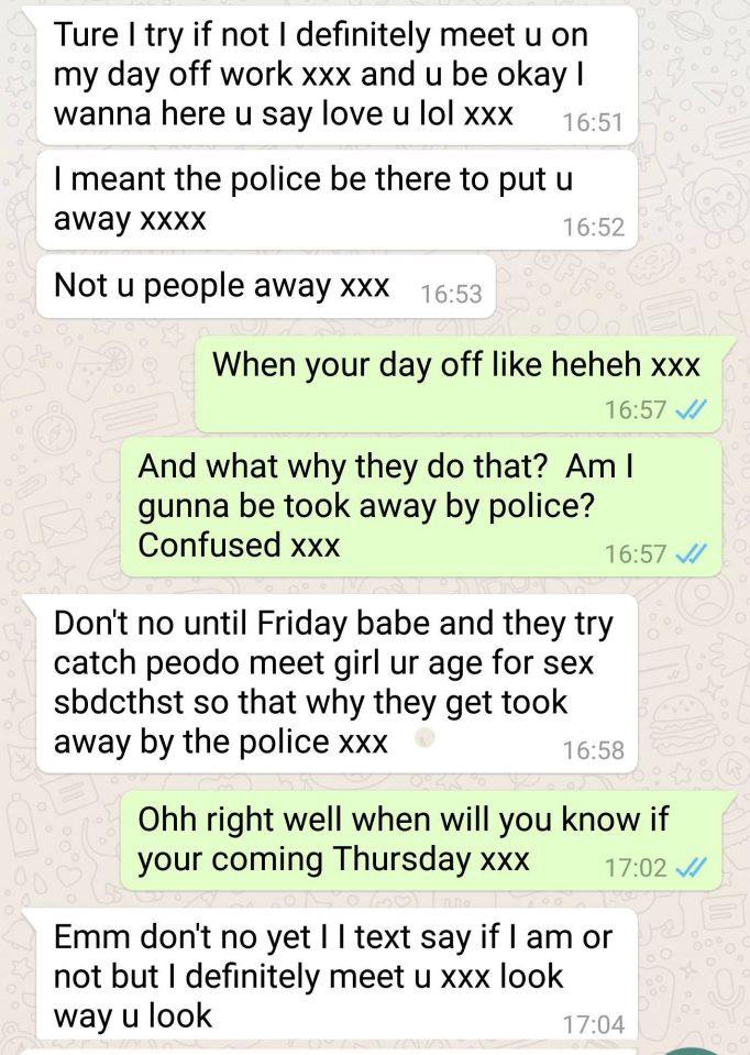  More chat messages showed him organising to meet with the 13-year-old