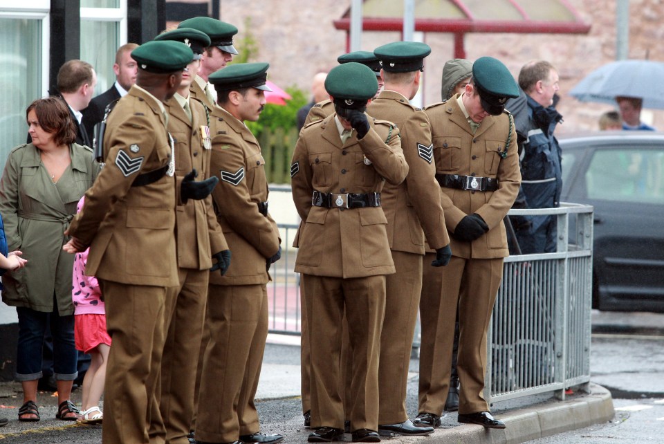 Mourning colleagues were among those who attended the service in the tiny Scottish town