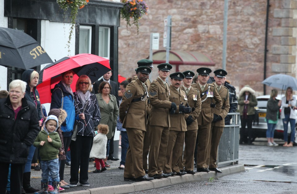 Fellow soldiers were among those who lined the street to pay tribute to Cpl Hoole