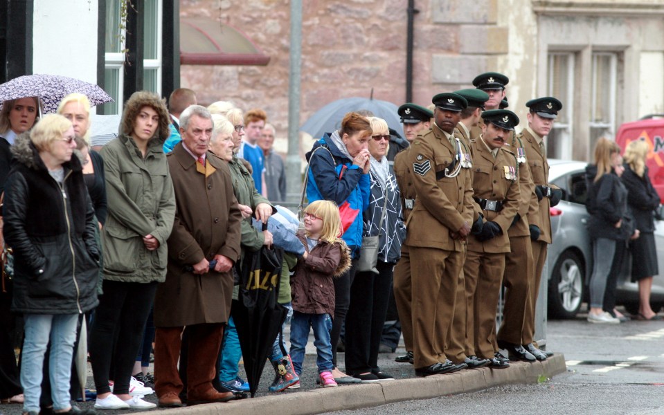 Many closed down their businesses or took the afternoon off work to attend the popular soldier's funeral