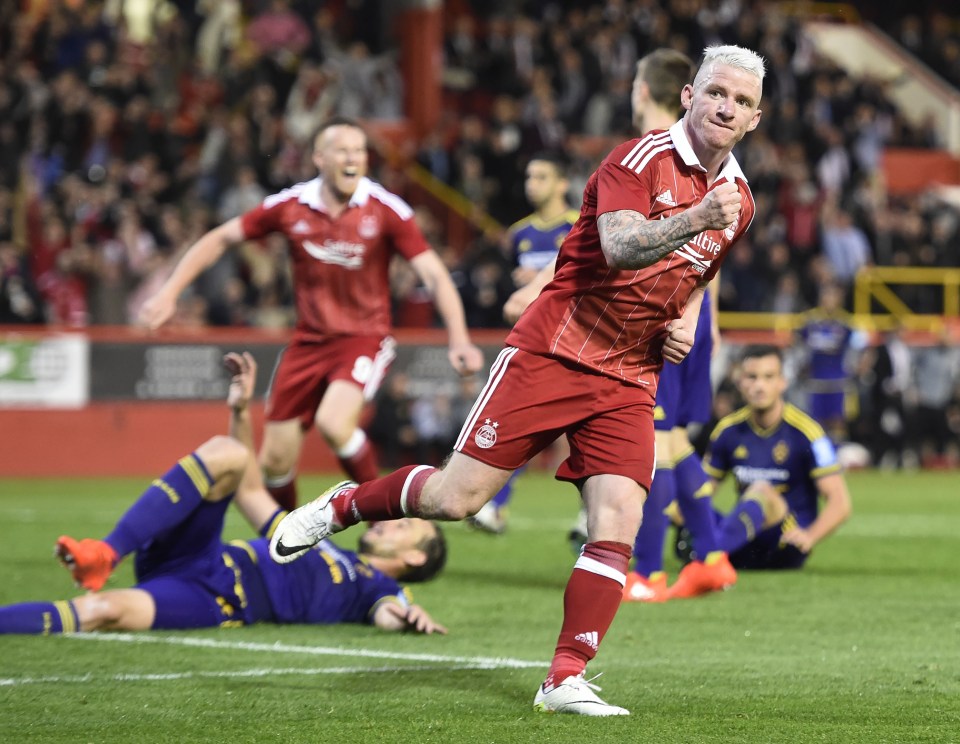  Jonny Hayes netted a late equaliser at Pittodrie in their clash against Maribor