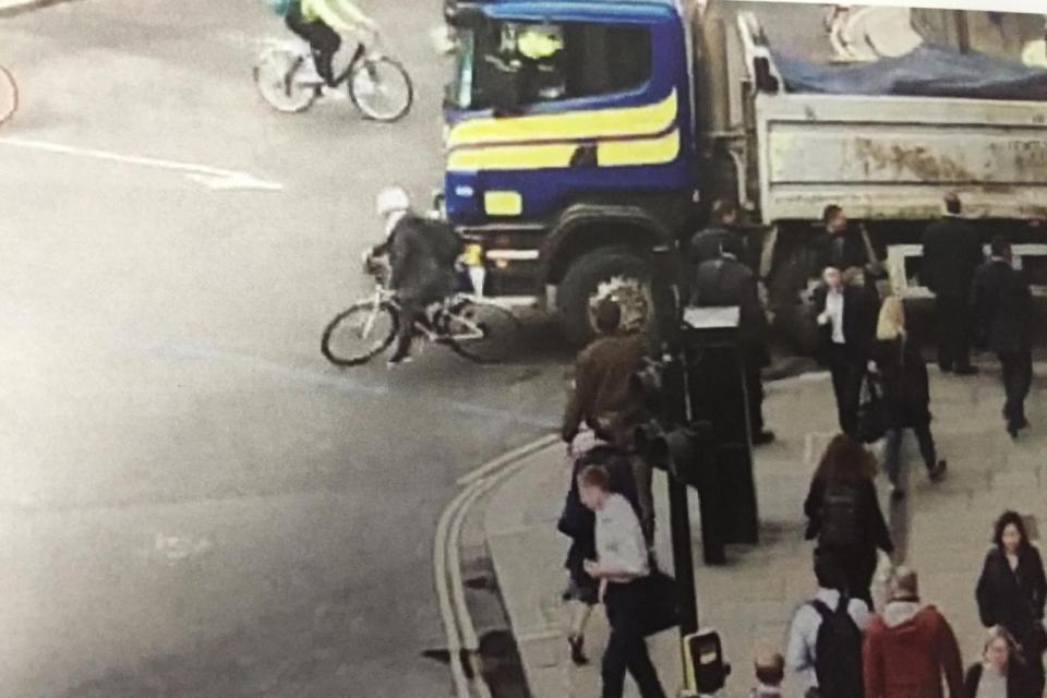  CCTV shows Ms Tao wearing a bright white helmet at the time of the collision