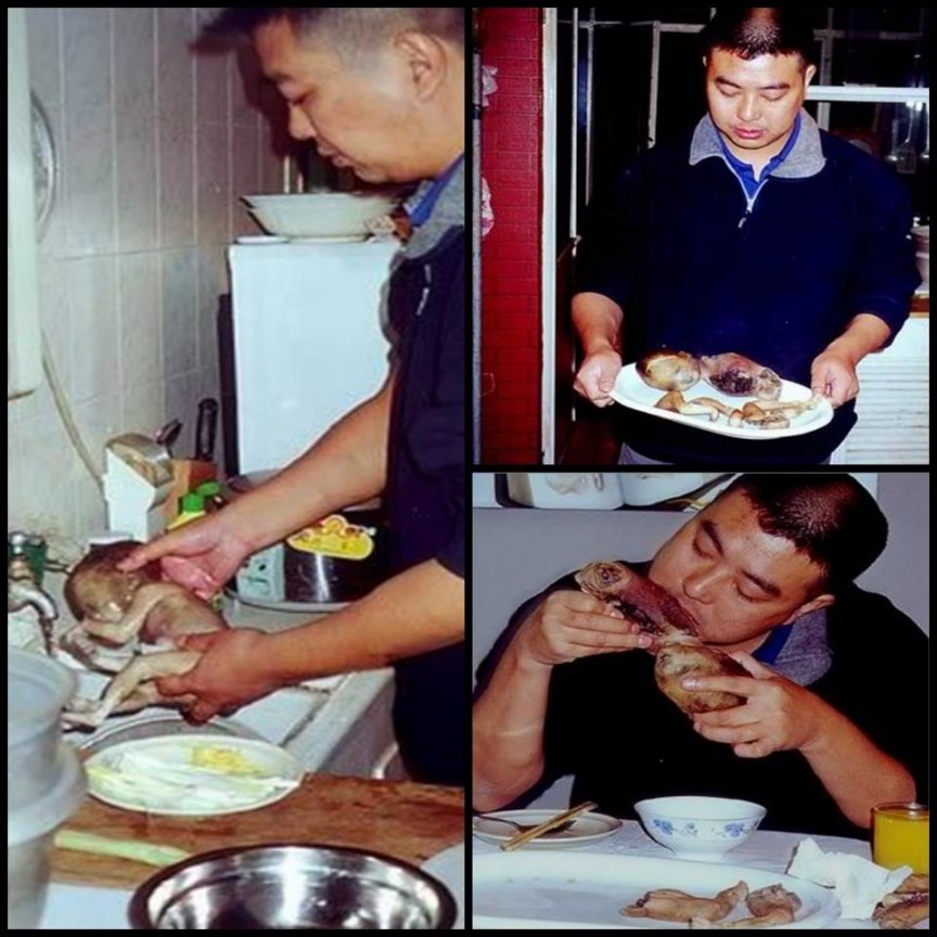  The photos appeared to show a man eating fetus soup