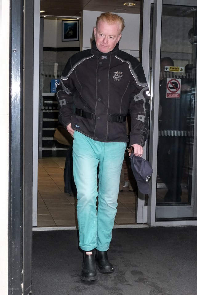 The usual jovial Evans was in a sombre mood as he left work at Radio 2