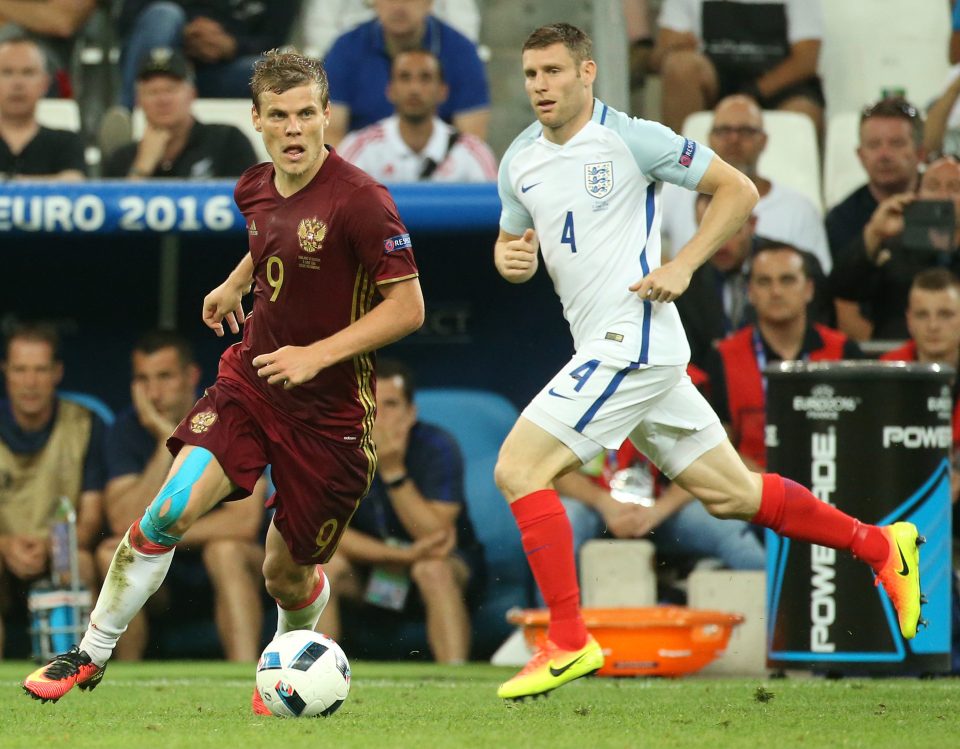 James Milner of England in action