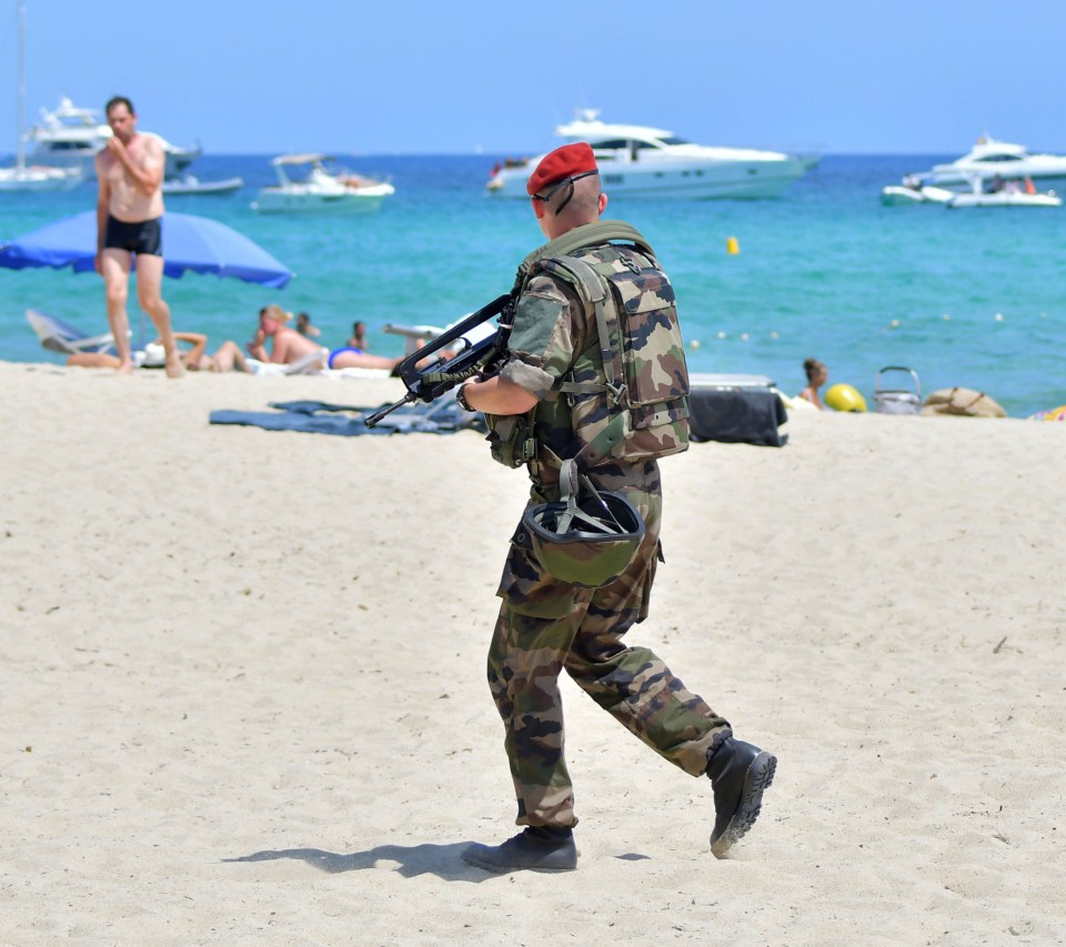 Beach patrol . . . French government fear an attack in popular tourists spots