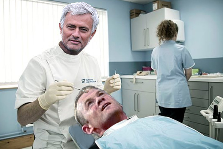  Training drill . . . United boss Mourinho called in the dentist earlier this month amid concerns of gum disease affecting three quarters of professional footballers