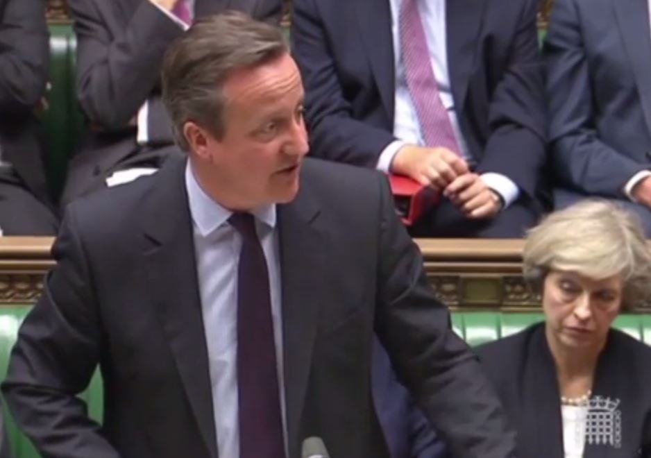  Sitting on the front bench behind the PM, Mrs May appears to nod off as her head slumps forward