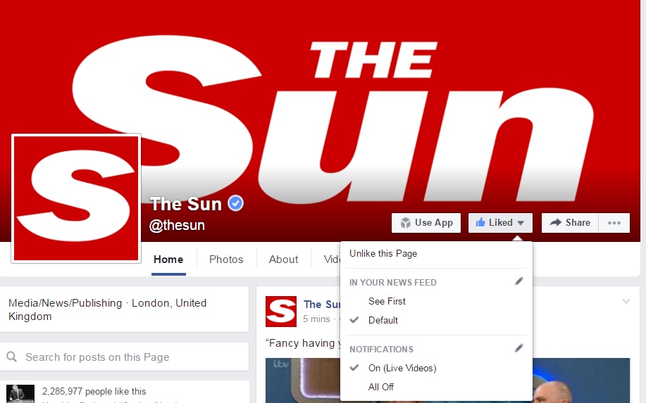  This is the menu that lets you make sure you don't miss all the gossip from your favourite websites and newspapers